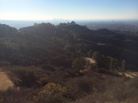 Griffith Park with downtown LA in the hazy distance